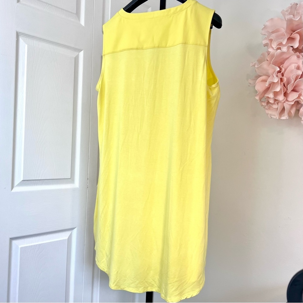 New York and Company Yellow Stretch Shirt Dress - Relaxed Fit - Size Large - Picture 7 of 11